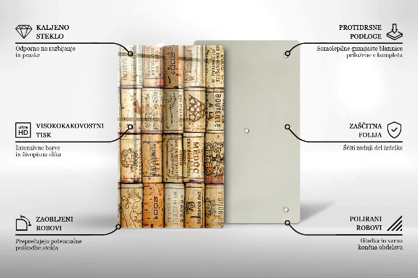 Skleněná deska do kuchyně Staré zátky od vína