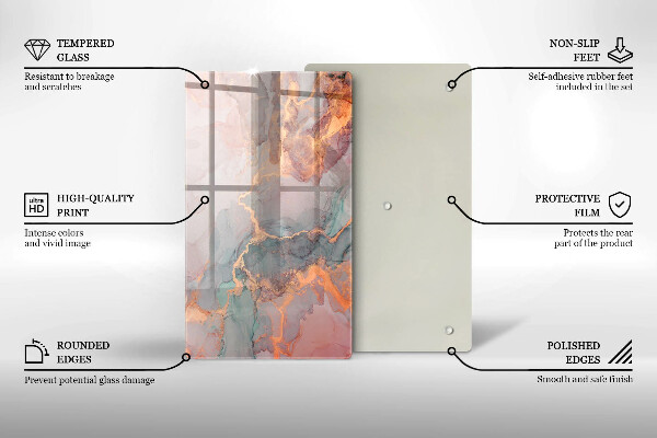 Skleněná deska do kuchyně Mramor se zlatem