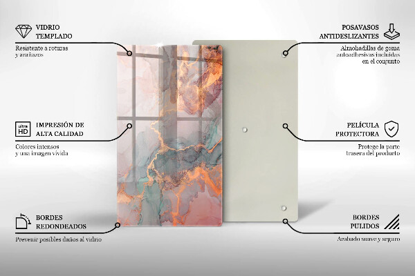 Skleněná deska do kuchyně Mramor se zlatem