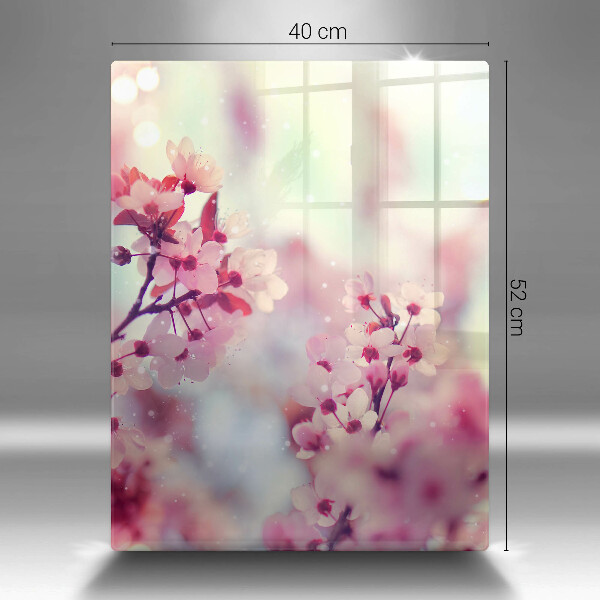 Skleněná deska do kuchyně Jarní růžové květy
