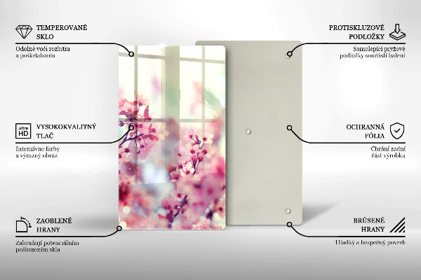 Skleněná deska do kuchyně Jarní růžové květy