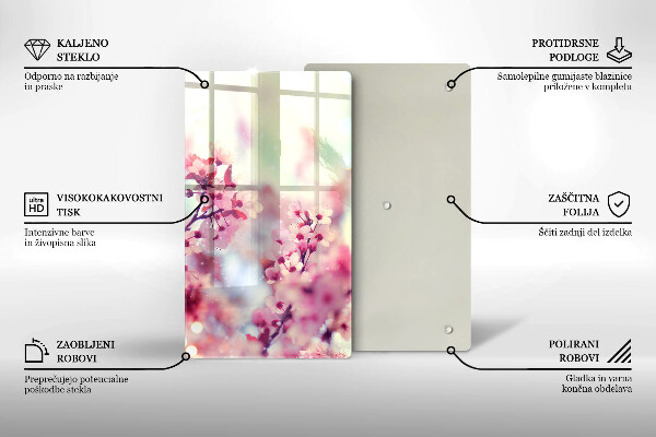 Skleněná deska do kuchyně Jarní růžové květy