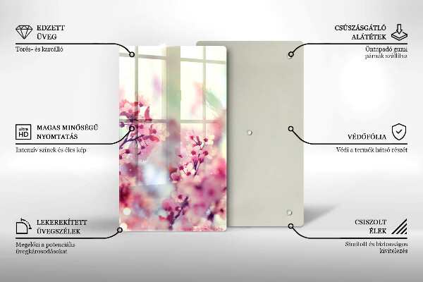 Skleněná deska do kuchyně Jarní růžové květy