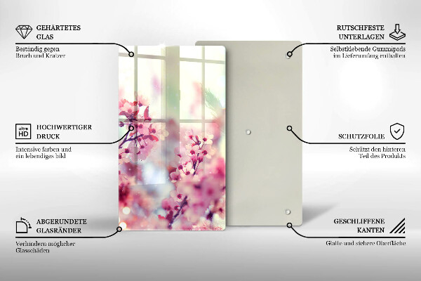 Skleněná deska do kuchyně Jarní růžové květy