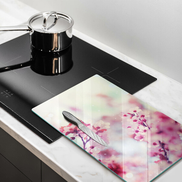 Skleněná deska do kuchyně Jarní růžové květy