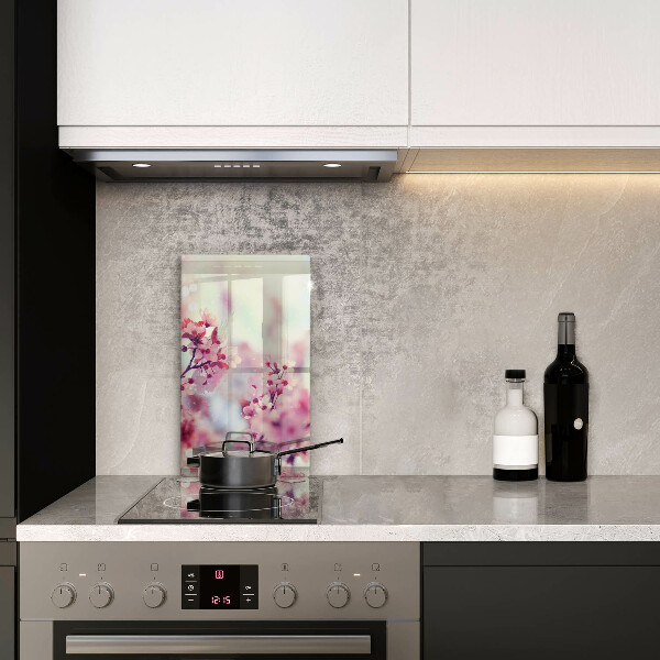 Skleněná deska do kuchyně Jarní růžové květy