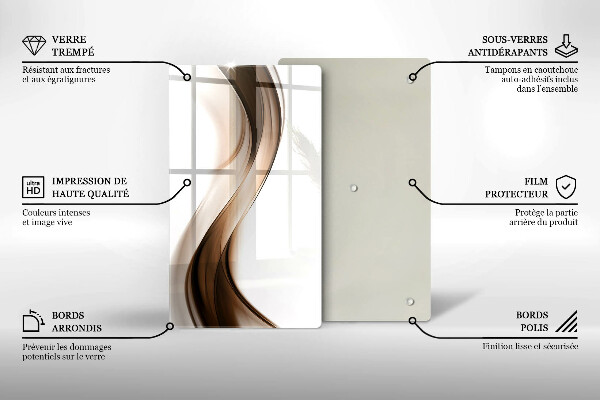 Skleněná deska do kuchyně Abstraktní hnědé čáry