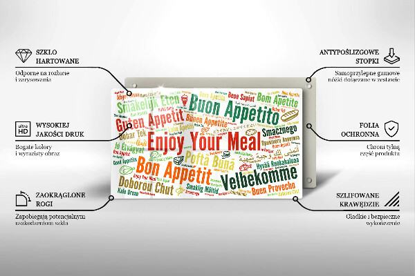 Krájecí prkénko skleněné Titulky jazyky dobré chuti
