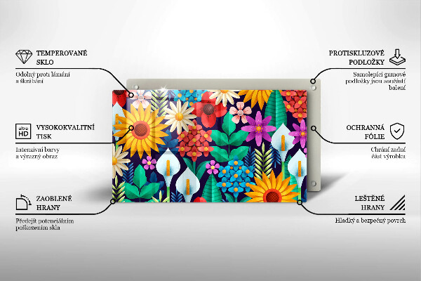 Skleněná deska do kuchyně Květiny louka ilustrace