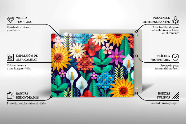 Skleněná deska do kuchyně Květiny louka ilustrace