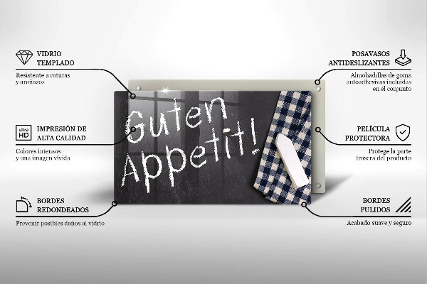 Skleněná deska do kuchyně Guten appetit!