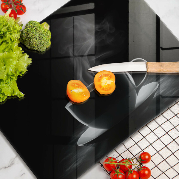 Krájecí prkénko skleněné Horký šálek kávy