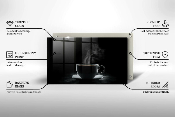 Krájecí prkénko skleněné Horký šálek kávy