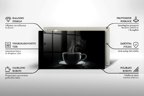 Krájecí prkénko skleněné Horký šálek kávy