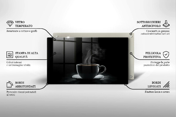 Krájecí prkénko skleněné Horký šálek kávy