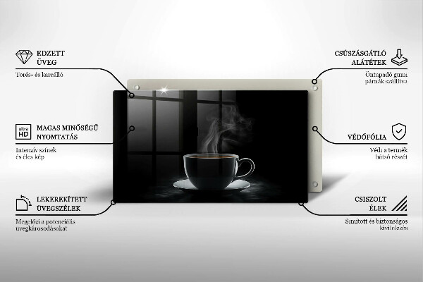 Krájecí prkénko skleněné Horký šálek kávy