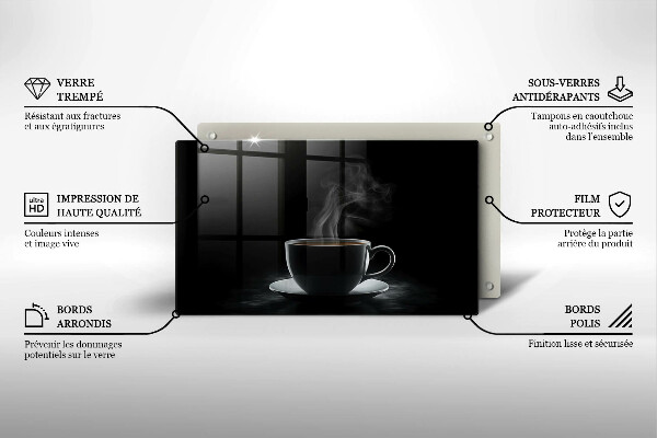 Krájecí prkénko skleněné Horký šálek kávy