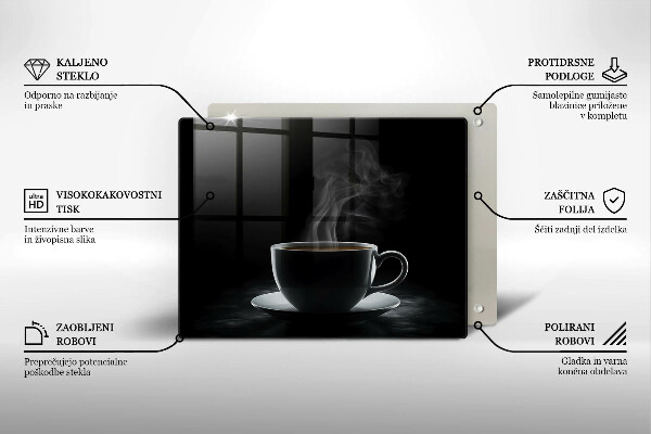 Krájecí prkénko skleněné Horký šálek kávy