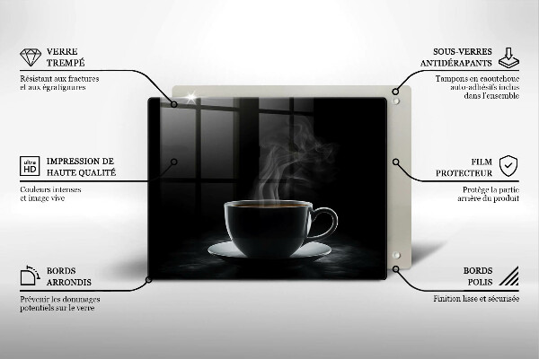 Krájecí prkénko skleněné Horký šálek kávy