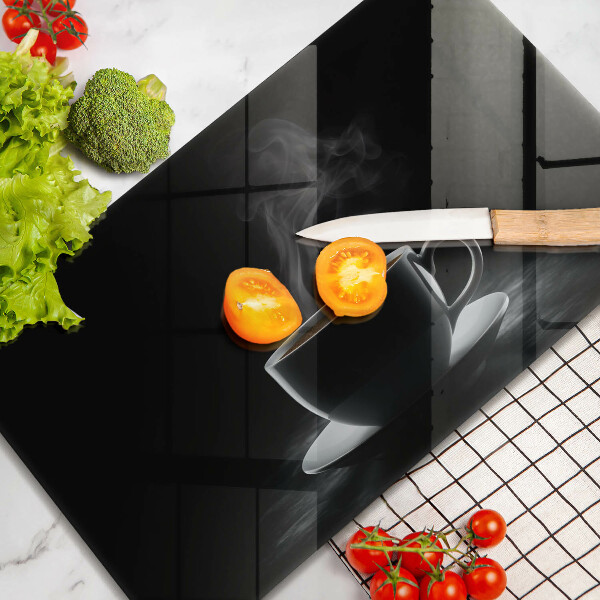 Krájecí prkénko skleněné Horký šálek kávy