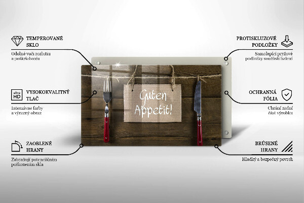 Skleněná deska do kuchyně Guten apetit