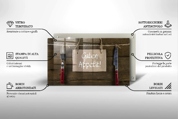 Skleněná deska do kuchyně Guten apetit