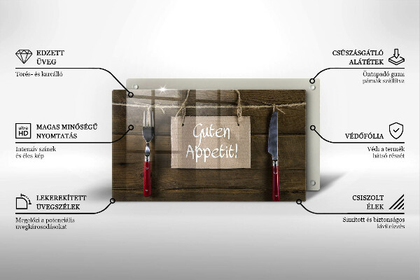 Skleněná deska do kuchyně Guten apetit