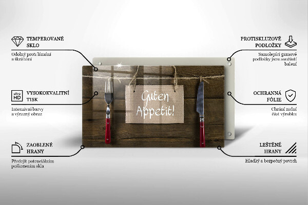 Skleněná deska do kuchyně Guten apetit