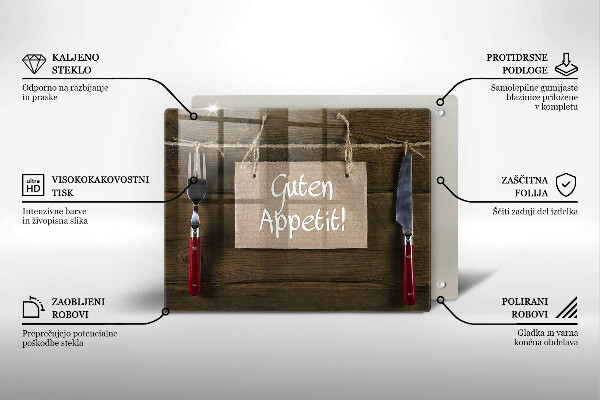 Skleněná deska do kuchyně Guten apetit