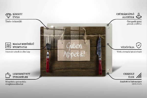 Skleněná deska do kuchyně Guten apetit