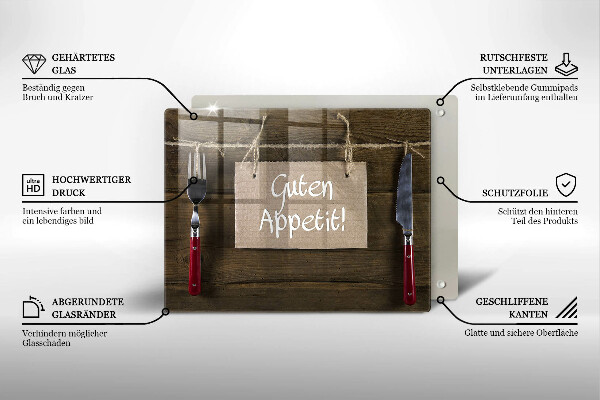 Skleněná deska do kuchyně Guten apetit