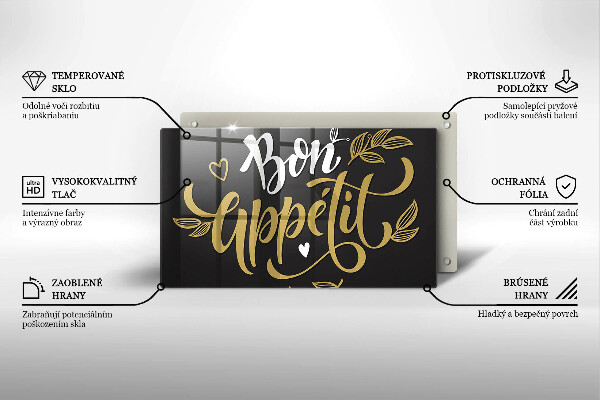 Krájecí prkénko skleněné Bon appetit