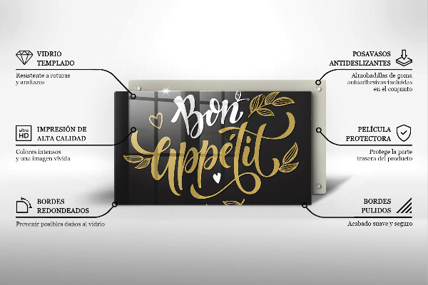 Krájecí prkénko skleněné Bon appetit