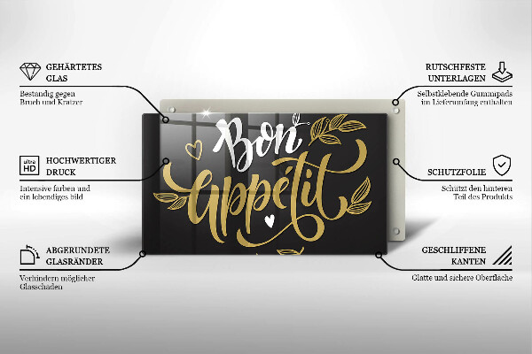 Krájecí prkénko skleněné Bon appetit