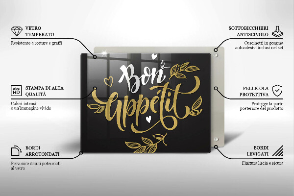 Krájecí prkénko skleněné Bon appetit