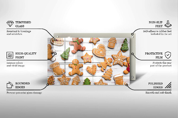 Skleněná deska do kuchyně Vánoční perníčky