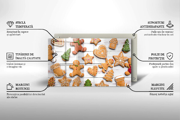 Skleněná deska do kuchyně Vánoční perníčky