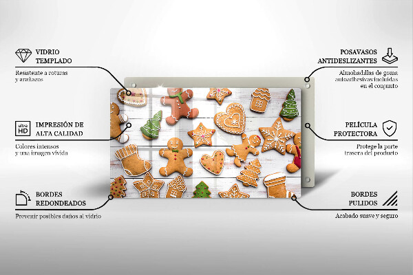 Skleněná deska do kuchyně Vánoční perníčky