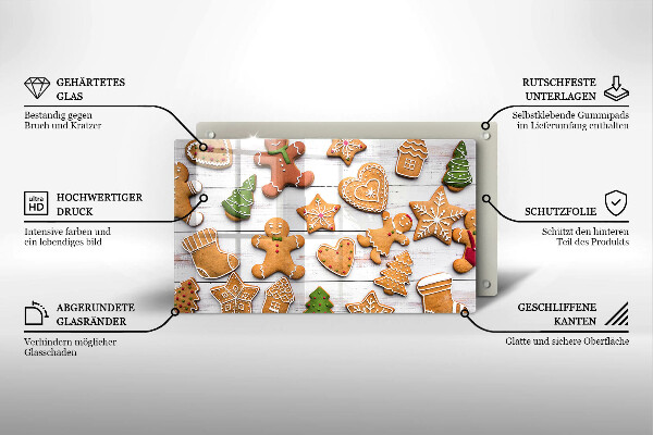 Skleněná deska do kuchyně Vánoční perníčky