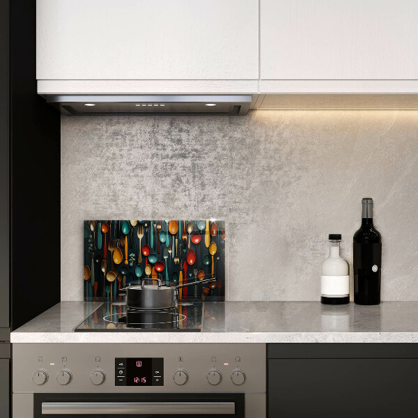 Skleněná deska do kuchyně Barevné lžíce a vidličky