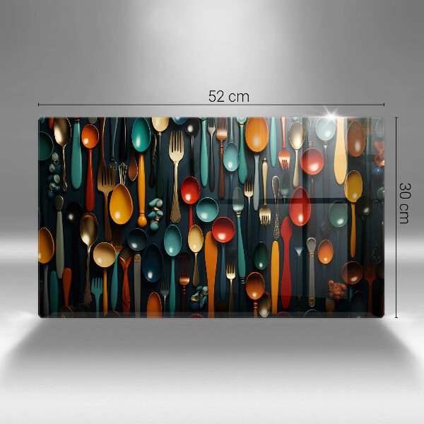 Skleněná deska do kuchyně Barevné lžíce a vidličky