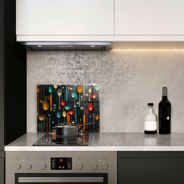 Skleněná deska do kuchyně Barevné lžíce a vidličky