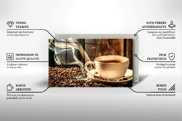 Skleněná deska do kuchyně Šálek a kávová zrna