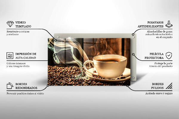 Skleněná deska do kuchyně Šálek a kávová zrna