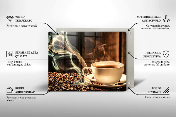 Skleněná deska do kuchyně Šálek a kávová zrna