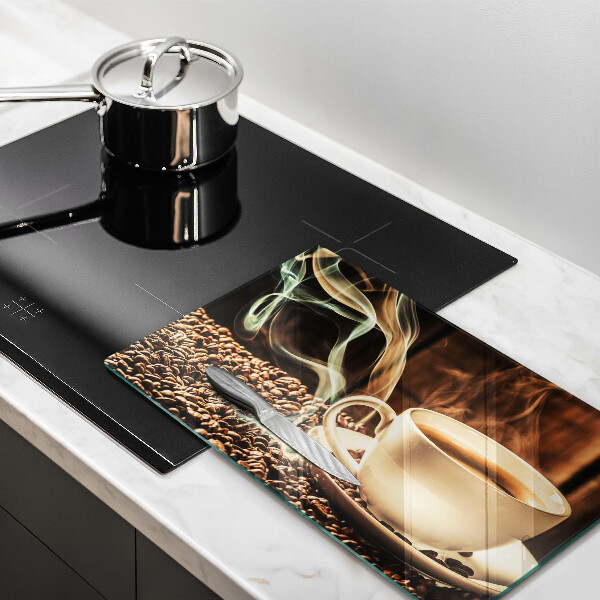 Skleněná deska do kuchyně Šálek a kávová zrna