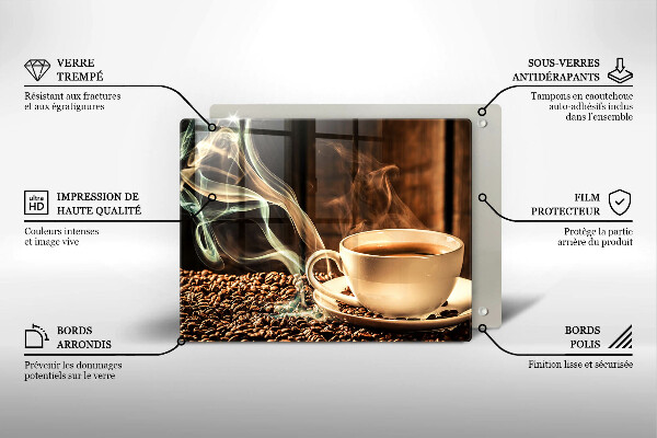 Skleněná deska do kuchyně Šálek a kávová zrna