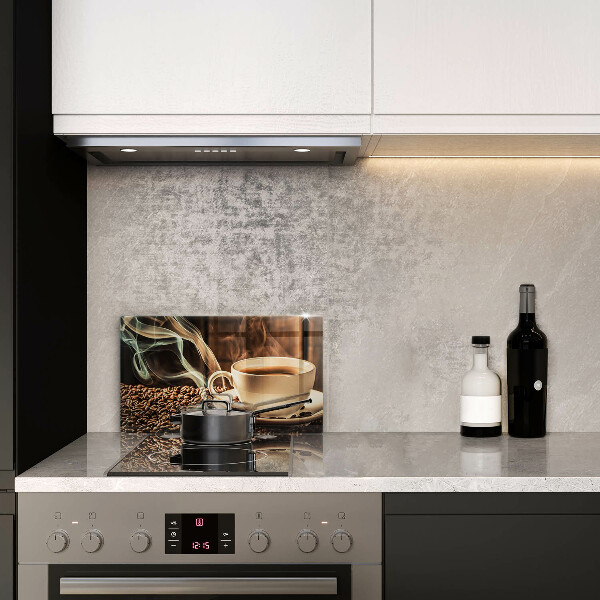 Skleněná deska do kuchyně Šálek a kávová zrna