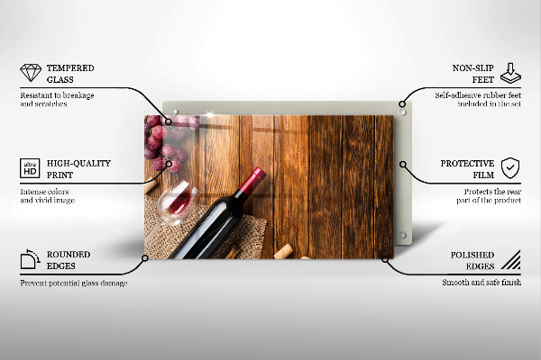 Skleněná deska do kuchyně Láhev červeného vína