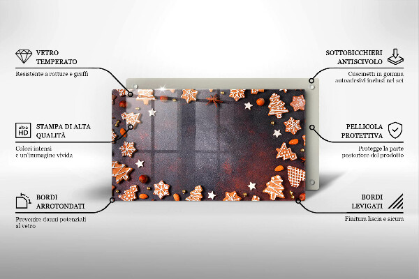 Skleněná deska do kuchyně Perníkové vánoce